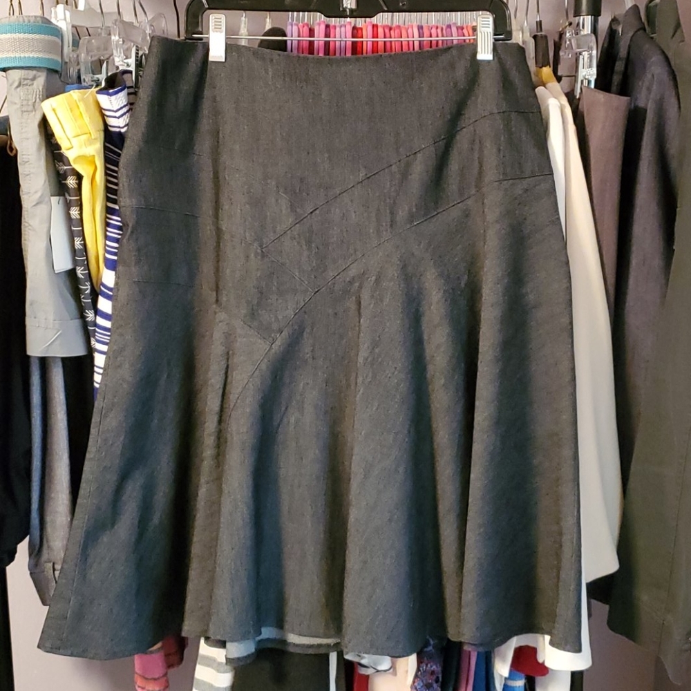 Sandro fit and flair black denim skirt